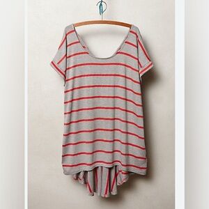 Anthropologie Pure Good Gray/Red Striped Women's Top XS